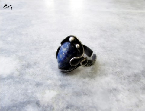 Prsten - Lapis Lazuli šperk modrý prsten minerál cínovaný lapis lazuli ručně vyrobený prsten. polodrahokam 