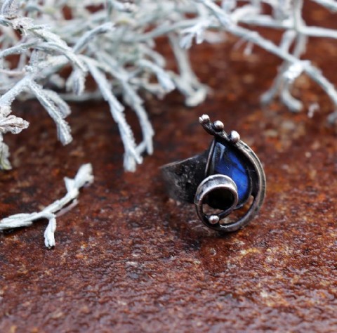 Prsten LABRADORIT šperk kámen modrý originální prsten labradorit minerál tiffany autorský cínovaný cínový handmade šperkygabriela 