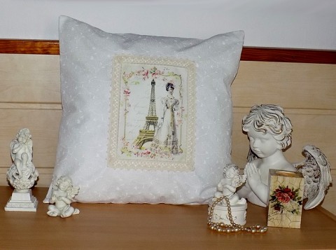 Romantika v Paříži dekorace polštář polštářek dáma vintage krajka paříž romanitka povlak s polštářkem 