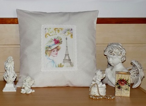 Zasněná v Paříži dekorace polštář polštářek dáma vintage krajka paříž romanitka povlak s polštářkem 