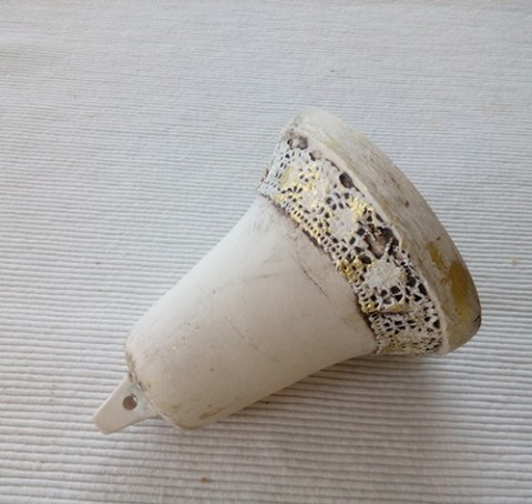 Zvonek krajkový patinovaný dekorace keramika zvonek zvonky krajka patina starobylý styl zlacení 