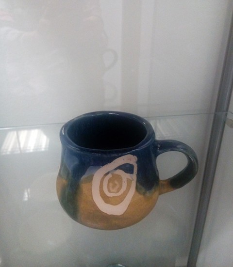 Hrnek na kávu batikovaný modrý dárek zelená černá káva keramický na kávu hnek hníček 