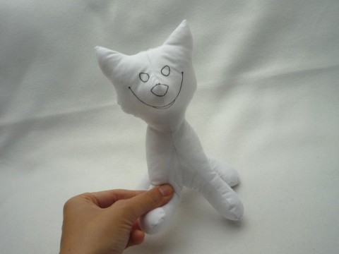 Velká KOČIČKA k malování dárek bavlna kočka kočička hračka kotě kočičí mazlík koťátko mazlíček textilní bavlněný čičí čičina číča látkový mazel látková hračka textilní hračka čiči 