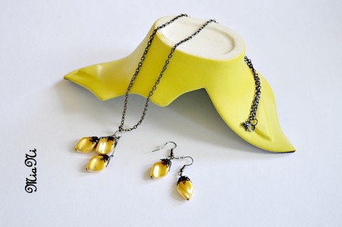 vlnobití No. 5 zlatá elegantní sada žlutá souprava řetízek perly jemný romantický gunmetal pozlacená tvarové perly 