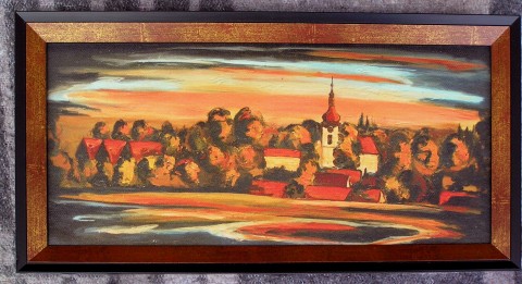 Obraz Milovice (Zmenšenina) u krajina slunce západ milovice hořic 