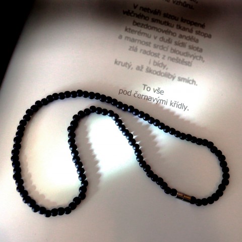 Unisex dřevěný náhrdelník MINI-UNI pánský dámský černé korále dřevěný náhrdelník šperk černý 