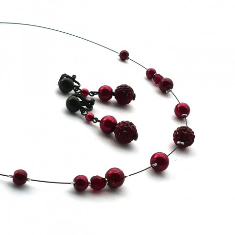 Vínovočerný náhrdelník-kamínkyroz A červené červený třpyt vínová vínový třpytivý třpytivé vínové shamballa shambala 
