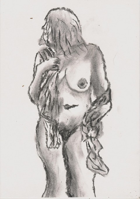 Odhalení žena akt dívka kresba uhel svlečená 