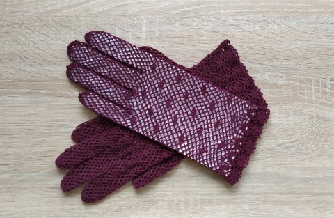 bordó háčkované krajkové rukavičky krajka rukavičky crochet háčkovaná krajka lace gloves 