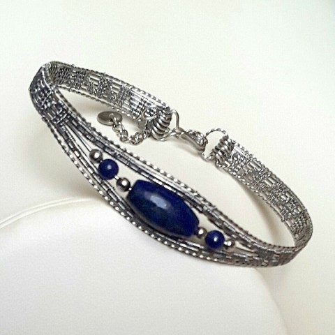 Náramwk Klea náramek jemný minerály romantický nerezový drát lapis lazuli wire wrapping nerezová ocel 