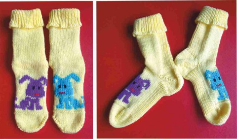 Velikonoční ručně pletené ponožky ručně pletené ponožky velikonoční pejsci 