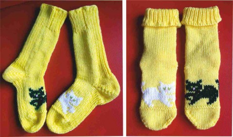Ručně pletené ponožky ručně pletené ponožky kočičky koťátka 