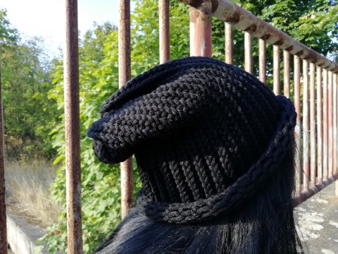 Pletená čepice 2v1 - černá dárek zima žena zimní teplá muž 
