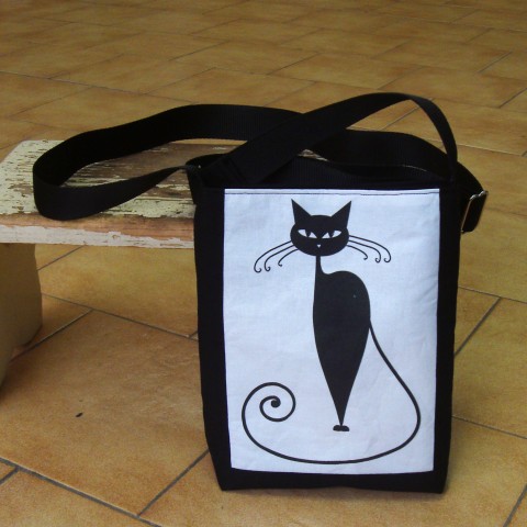 Kabelka Kočičí madam kabelka taška kočka taštička kočičí malá černobílá cestovní crossbody 