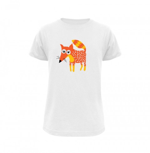 Špión liškyn - tričko dětské 134 originální dárek děti oranžová bílá narozeniny triko žlutá dětské tričko potisk vtipné sítotisk liška zvědavost špion 