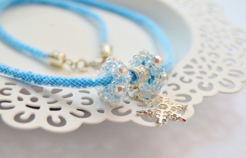 První vločka - náhrdelník/náramek korálky modrá modré modrý bílá b 