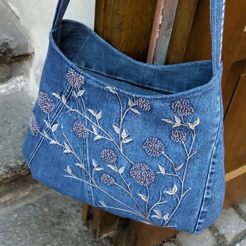 Džínová s korálky kabelka korálky taška modrá přes rameno džínová kabelka 