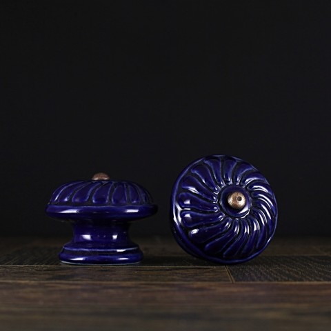 Úchyt / kobaltově modrý - vzor č. 2 keramika keramické vintage keramický komoda starobylé nábytek rustikální starobylý úchyt knopek rustical rustikal knopka keramický úchyt šuflík 