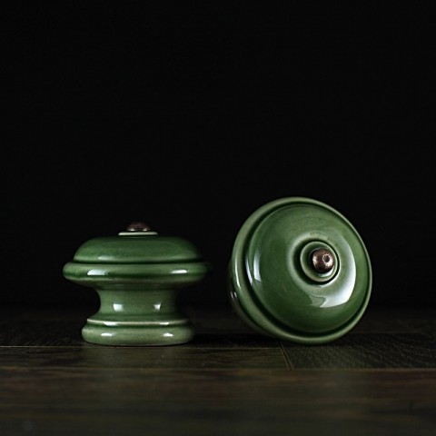 Úchyt / zelený - vzor č. 3 keramika keramické vintage keramický komoda starobylé nábytek rustikální starobylý úchyt knopek rustical rustikal knopka keramický úchyt šuflík 