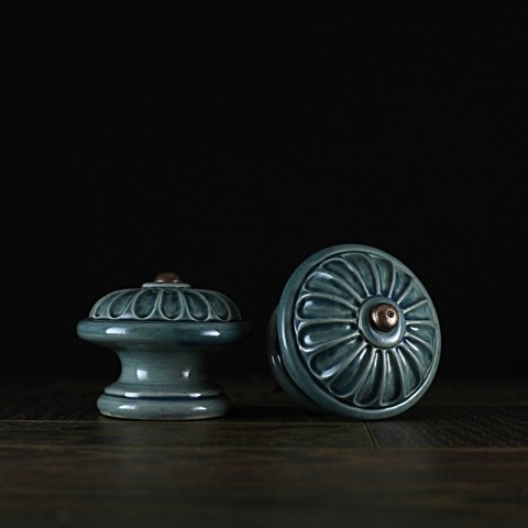 Úchyt / modrý - vzor č. 4 keramika keramické vintage keramický komoda starobylé nábytek rustikální starobylý úchyt knopek rustical rustikal knopka keramický úchyt šuflík 