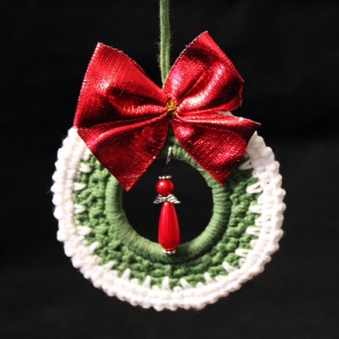 Vánoční ozdoba - věneček zelený červená zelená vánoce vánoční věneček ozdoba andílek 