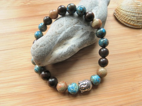 Náramek z achátu a bronzitu kámen náramek korálky kameny léčivý dřevěné korálky ochranný čakrový meditační bižuterní komponenty joga 