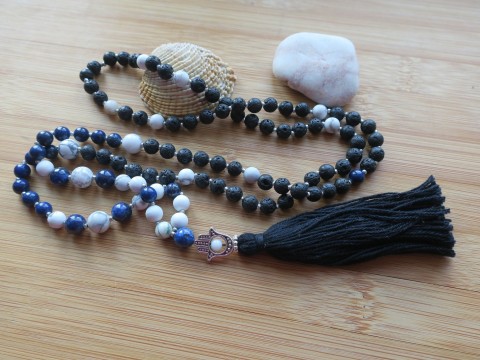 Náhrdelník Mala/Japa/ - 108 korálků náhrdelník korálky originál ochrana kameny indie léčivý modlitba ochranný čakrový meditační joga uklidnění hamsa yoga mala fatima 