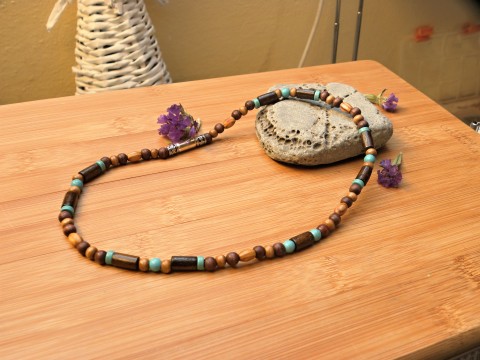 Pánský náhrdelník - s Tyrkysem náramek korálky kameny léčivý ochranný čakrový meditační joga 