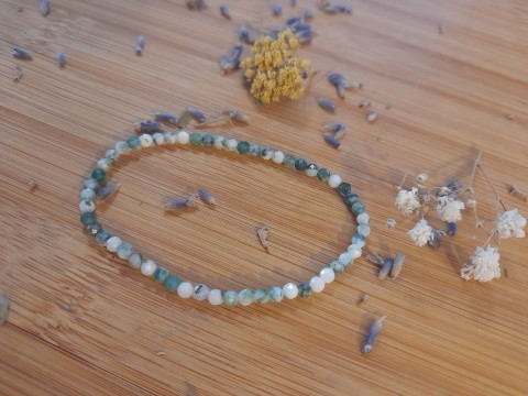 Jemný náramek ze Stromového Achátu náramek korálky kameny léčivý ochranný čakrový meditační joga 