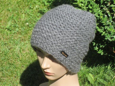 Čepice s alpakou - šedá čepice barevná čepka hučka pro ženy pletená čepice 