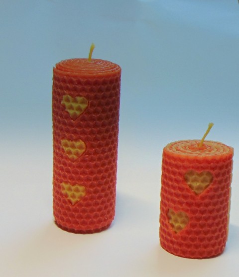 Sada svíček se srdíčky-červená dárek vánoce svíčka svíčky včela plástev mezistěna 