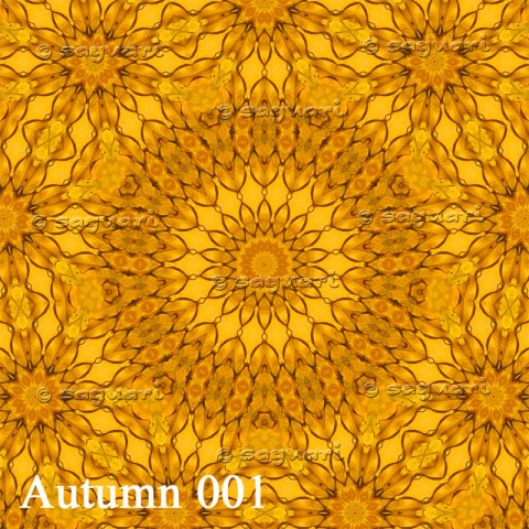 Autumn 001 - 005 oranžová hnědá žlutá slunce listí mandala kaleidoskop 