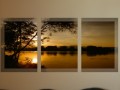 foto, triptych, západ na řece