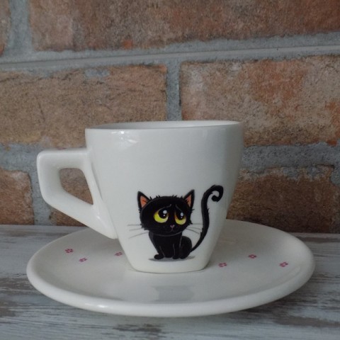 Šálka Black Kitten dárek čaj kočka káva black tea coffee cat 