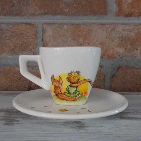 Šálka Malý princ a líška - farebný káva citát fox šálek espresso cup exupery líška little prince hvezda 