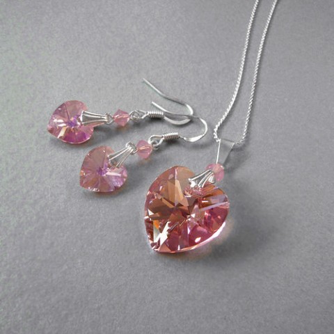 Souprava Swarovski růžová náhrdelník srdce dárek náušnice srdíčko láska souprava řetízek swarovski valentýn 