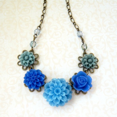 Náhrdelník květinový chrpový náhrdelník modrý květina květy květiny květ kytička čekanka květinový modř chrpa flower azurový královská 
