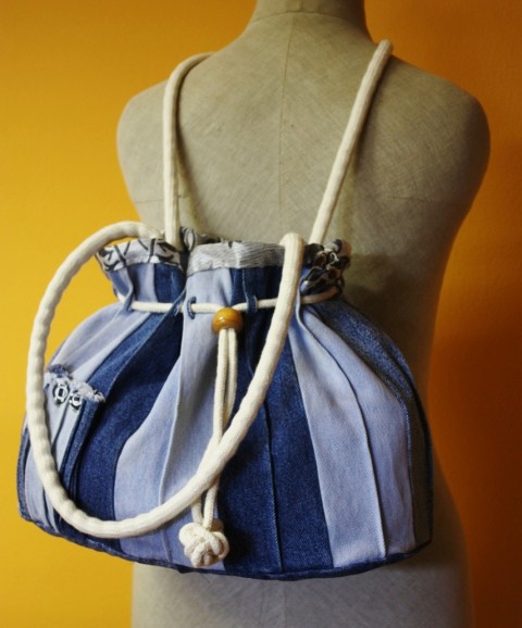 Džínová kabelka originální dárek dívčí dámská námořnická zajímavá džínová sešívaná.elegantní 
