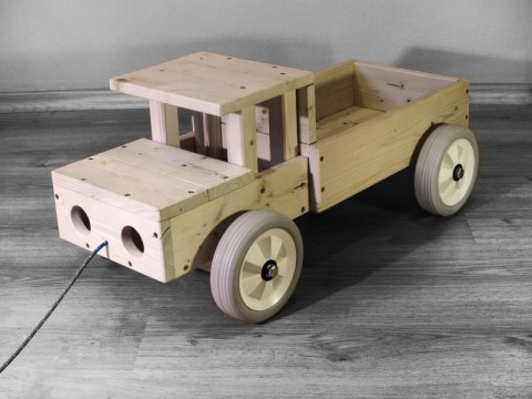 MATES-stavebnice s bíl. koly dřevo děti auto hračka stavebnice dřevěné auto nákladní auto venkovní hračka 