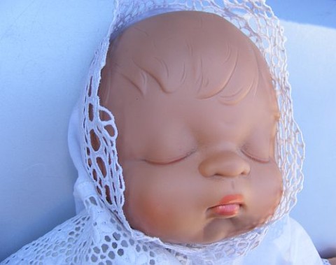 Panenka - hlava, značená panenka hlava miminko dekorace v 