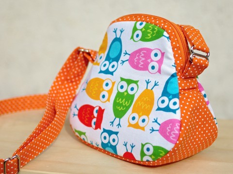 Slečna sovička kabelka dárek oranžová holčičky barevná taštička dětská látková šitá veselá malá sovy sovičky slečny sovičková 