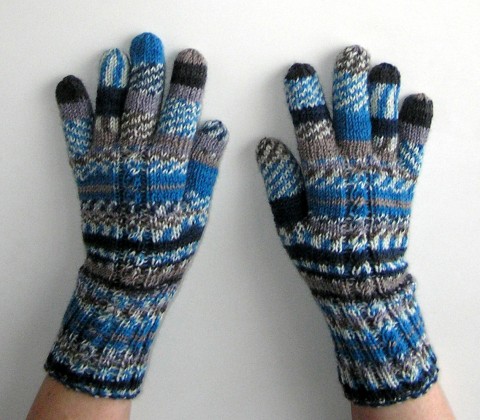 Rukavice dámské zima modrá podzim pletené černá šedá vlna rukavice dámské melír prstové ivka polyamid 