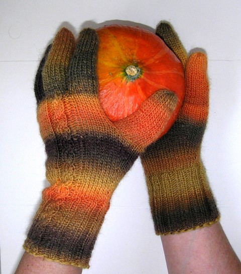 Pletené rukavice podzimní oranžová dýně pletené hnědá žlutá pestré zimní rukavice dámské prstové ivka 