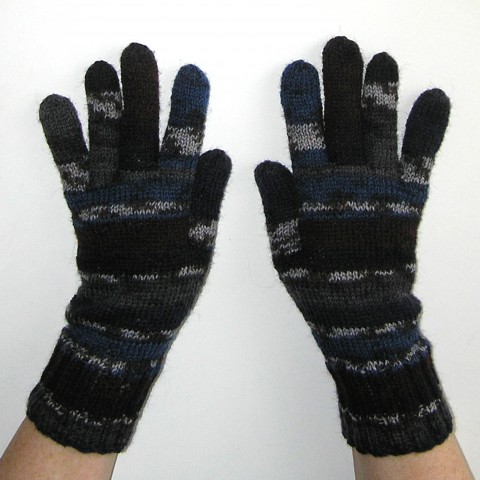 Pánské rukavice.. modrá pletené černá šedá zimní vlna rukavice melír teplé pánské pro muže kvalita ivka polyamid 