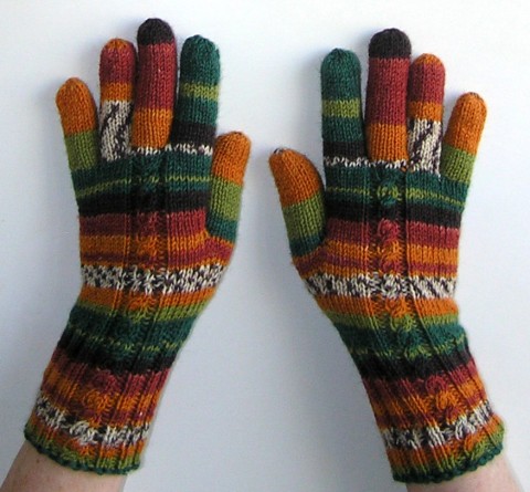 Rukavice pletené podzimní ručně zelená oranžová pletené hnědá rukavice prstové ivka 