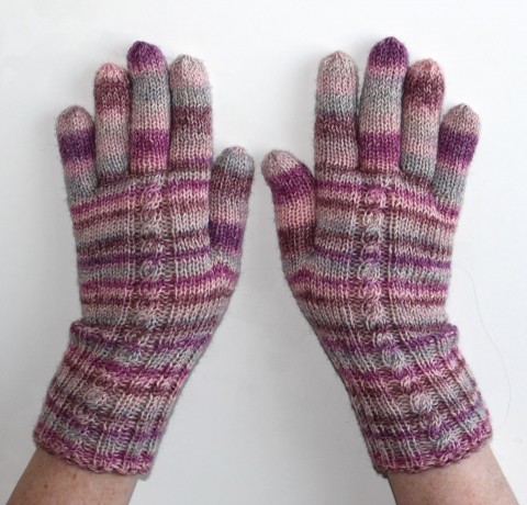 Rukavice ručně pletené šeřík fialová růžová hnědá šedá pestré zimní šeřík podzimní rukavice rukavičky oříšková prstové ivka 