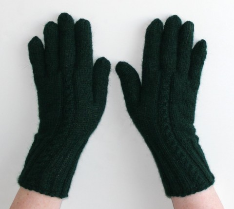 Rukavice pletené ručně Alpaca Peru zelená pletené zimní podzimní rukavice merino teplé handmade prstové ivka jedlová 