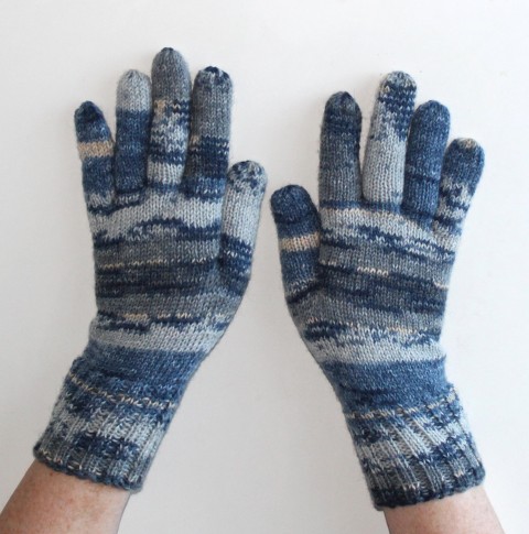 Pánské rukavice pletené ručně ručně modrá pletené černá šedá zimní rukavice melír proužek pánské handmade prstové ivka 