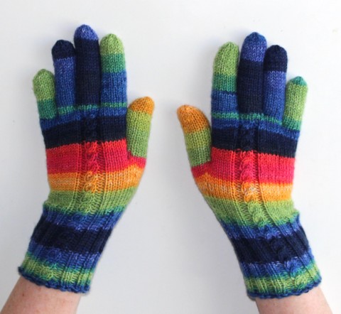 Rukavice pletené ARA merino červená zelená modrá oranžová žlutá pestré zimní podzimní rukavice rukavičky prstové ivka 