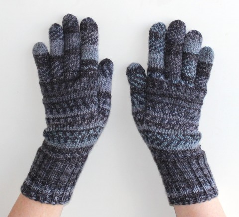 Pánské rukavice černošedé jediné modrá pletené černá šedá zimní rukavice melír pánské prstové ivka 